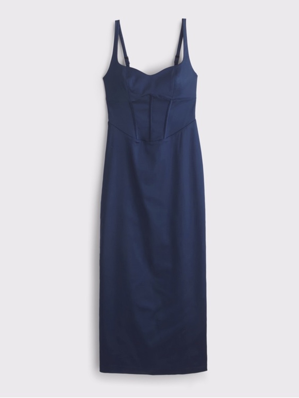 Abercrombie & Fitch Satin Corset Midi Dress in Navy NWT - Picture 4 of 13